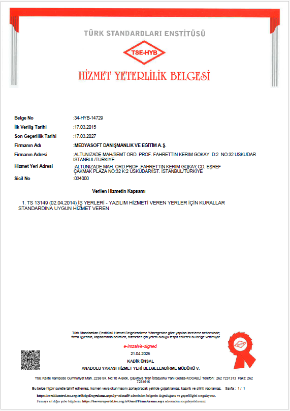 TSE Hizmet Belgesi